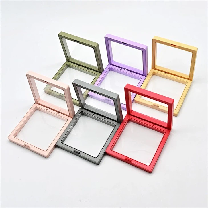 Popular 3D Clear Plastic Floating Frame Packaging Box Popular Magnetic Transparent Film Jewelry Box Factory Supply